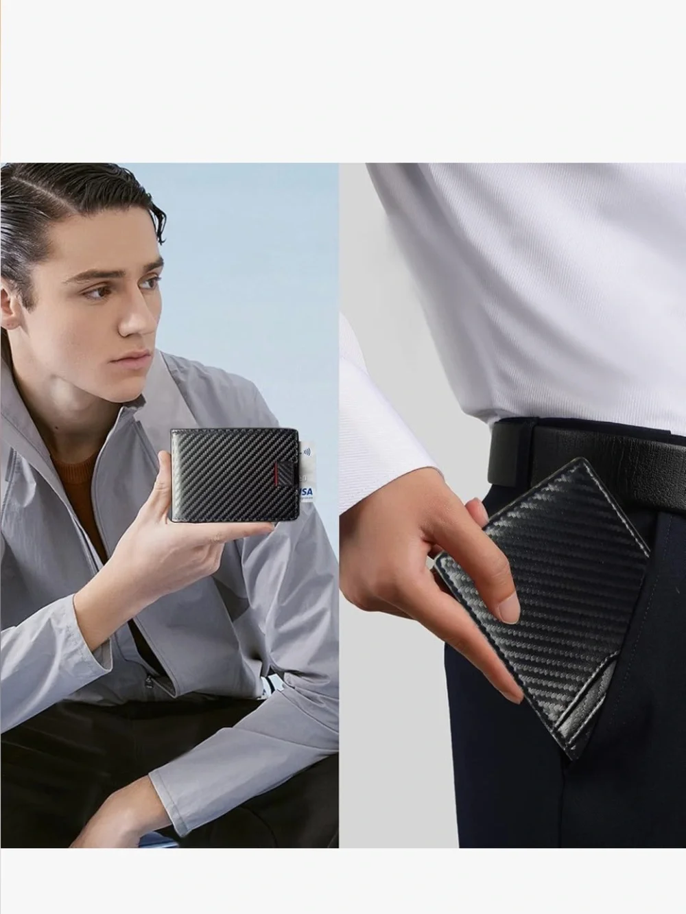 Minimalist Black RFID-Blocking Card Wallet with Money Clip